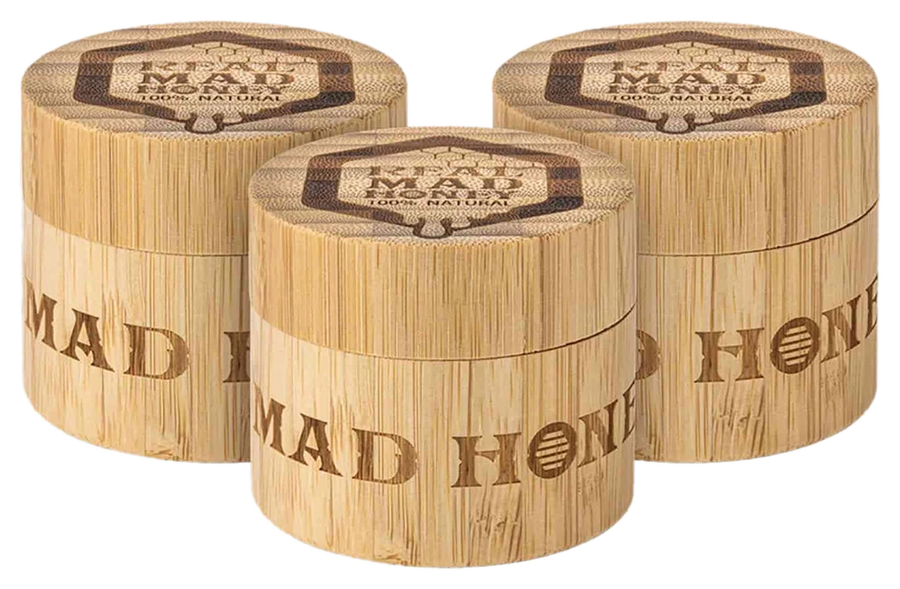 Three Real Mad Honey 150 gram bamboo jars